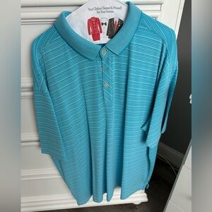 Tommy Bahama Men’s Turquoise Short Sleeve Polo Shirt Size XXL Stripe